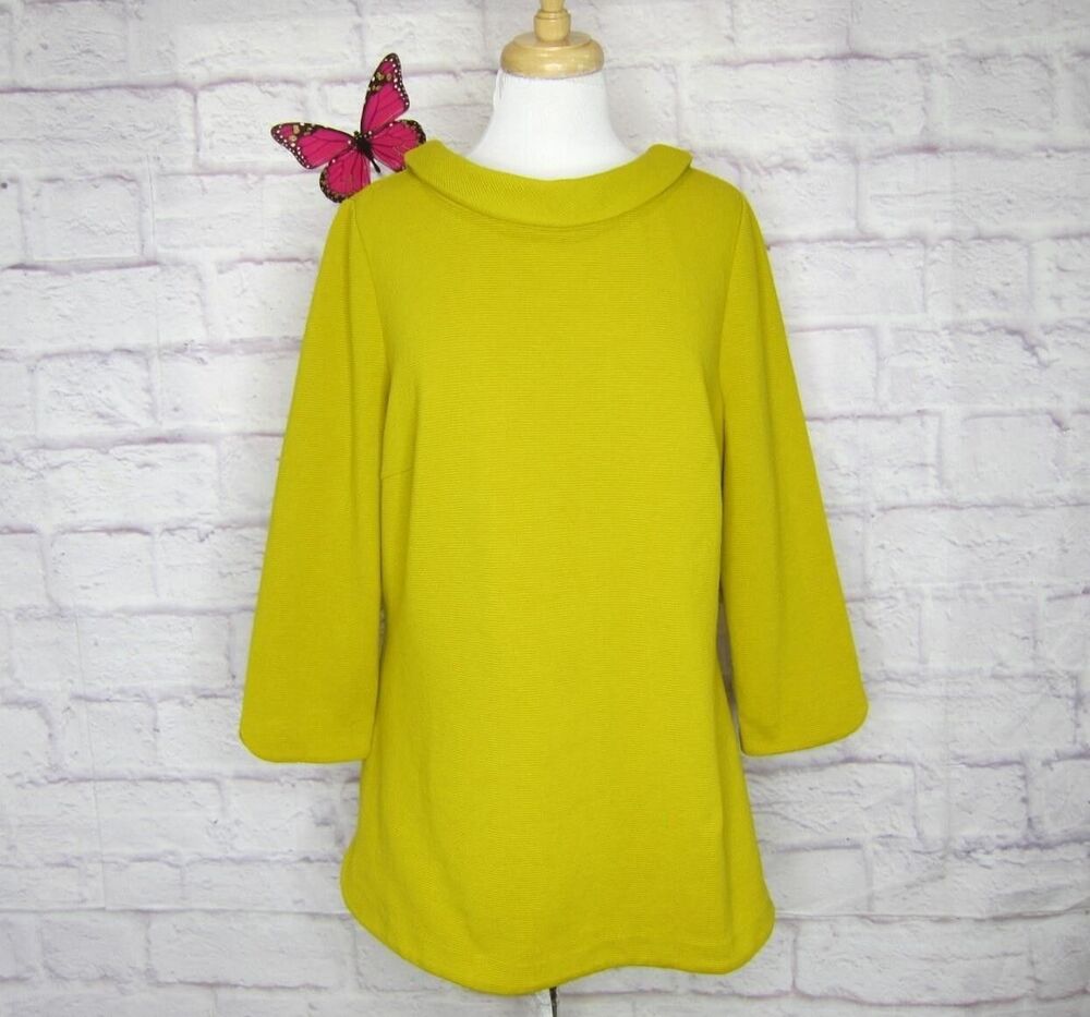 Boden Sarah Ottoman Boat Neck Top Peter Pan Collar Mustard Yellow Size 14 US